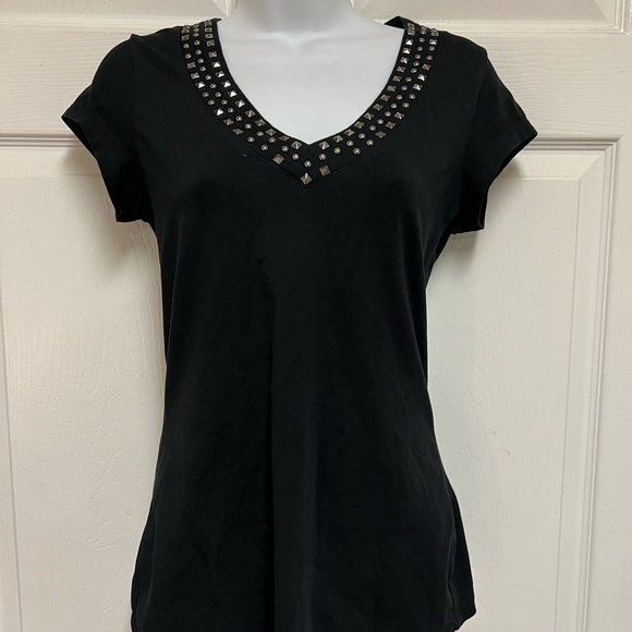 COPY - Express Sexy Basic Black Studded Tee - Picture 6 of 8
